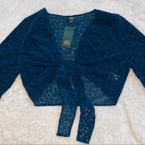 blue long sleeve top